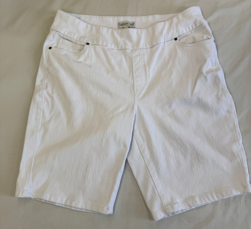 Coldwater Creek Plus Size 18W White Pull-On Bermuda Shorts